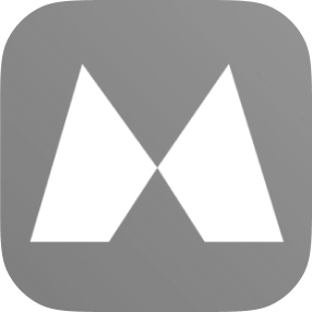 Stylized white letter M on a rounded gray square background.